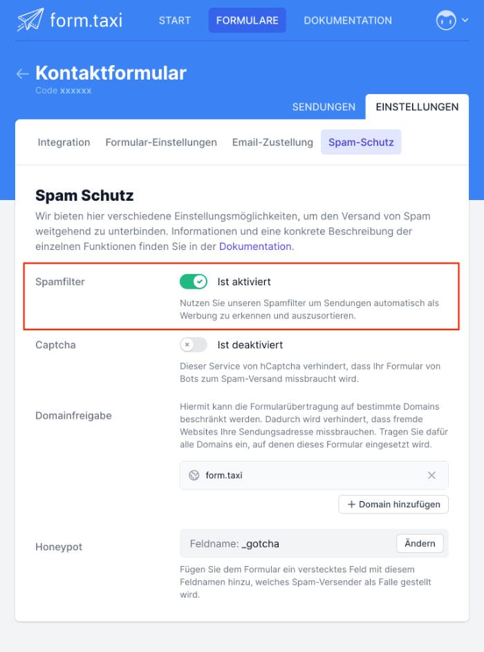 Panel Spam-Filter